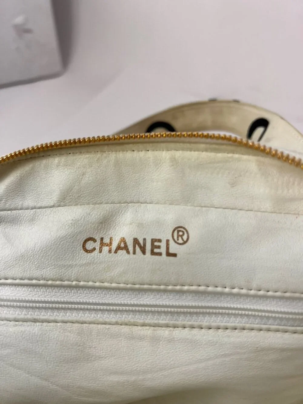Chanel Matelasse Logo Ivory Cotton Canvas Vintage Hand Bag